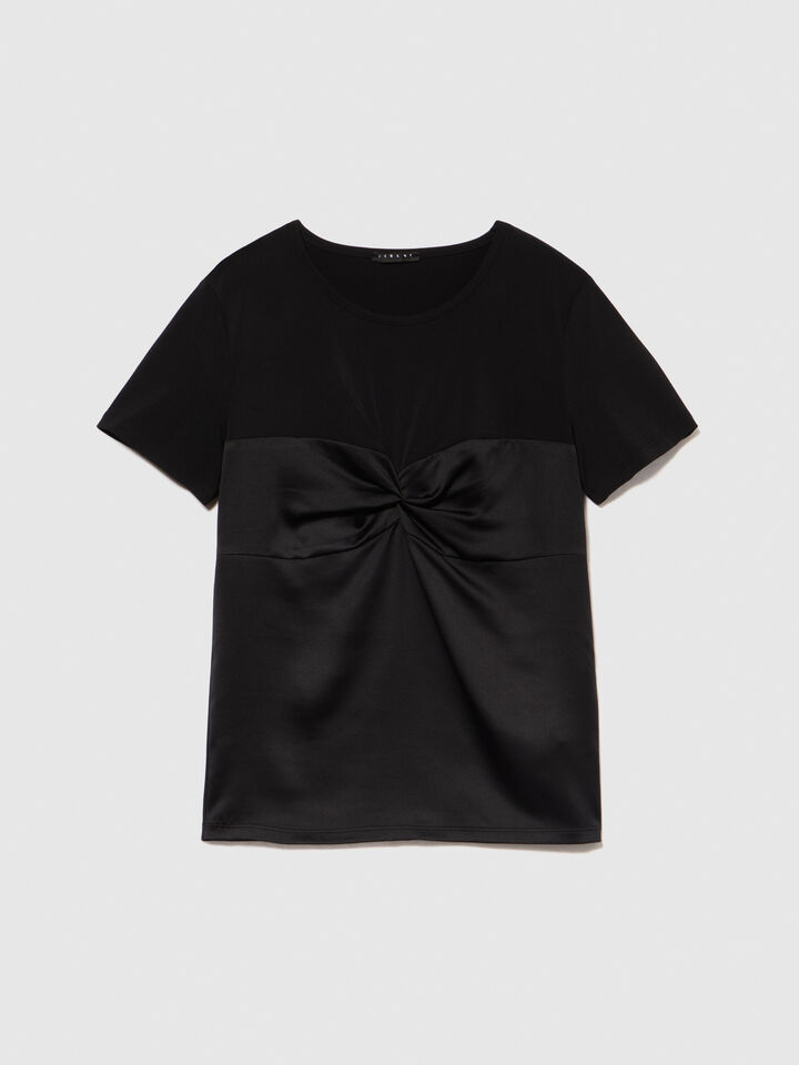 T-shirt with torchon - women's short sleeve t-shirts - Black | Sisley image number 6